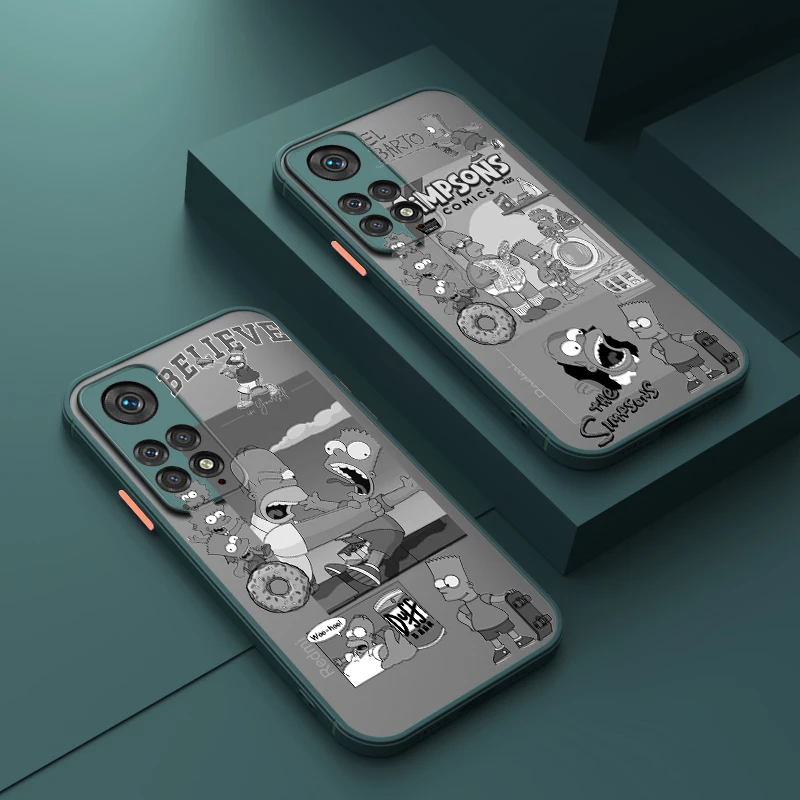 

The Simpsons Homer Bart Phone Case For Xiaomi 12 11 T Pro S Redmi Note 12 11 10 9 Pro S T 5G Frosted Translucent Cover