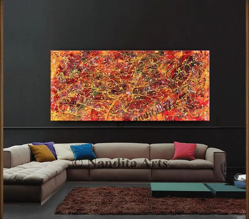 Картины Джексон польлок стиль красный и желтый большая Живопись Искусство оригинальное искусство абстрактная живопись на холсте Стена Artabstract Картины Джексон польлок стиль красный и желтый большая Живопись Искусство оригинальное искусство абстрактная живопись на холсте Стена Artabstract