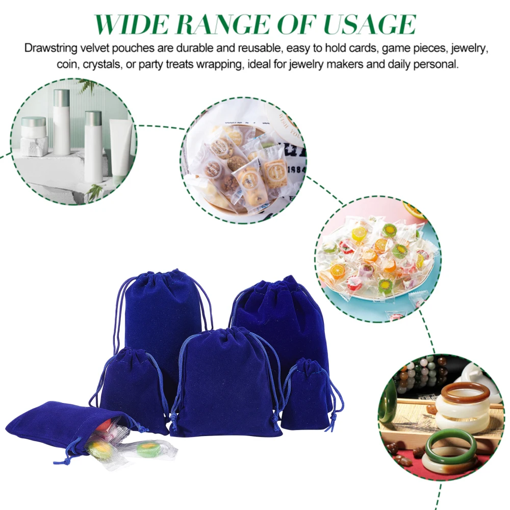 40Pcs Dark Blue Velvet Pouches Portable Drawstring Bags Jewelry Storage Sack Party Wedding Christmas Favors Packing Gift Bag