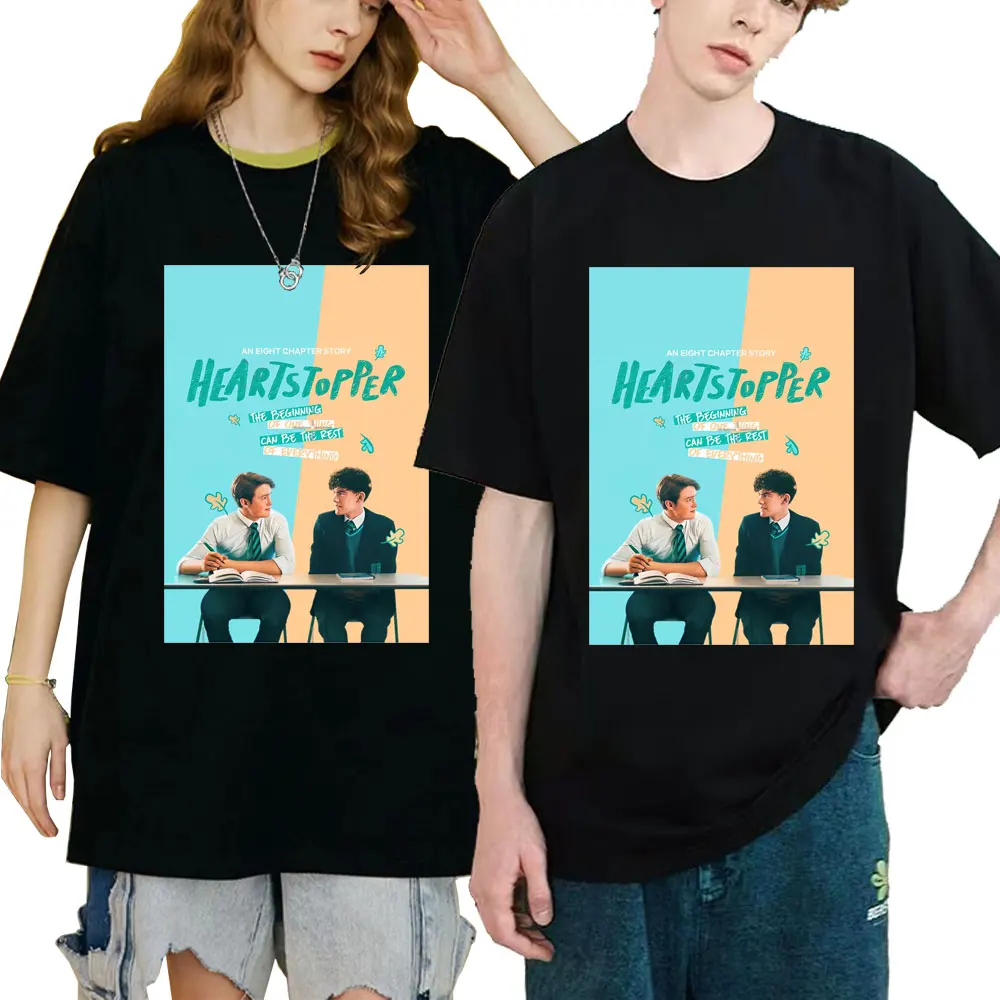 

Heartstopper Cover Graphic Essential T Shirt Nick and Charlie Romance 2022 New TV Series Fans Tees Men Women Funny T-shrits Tops