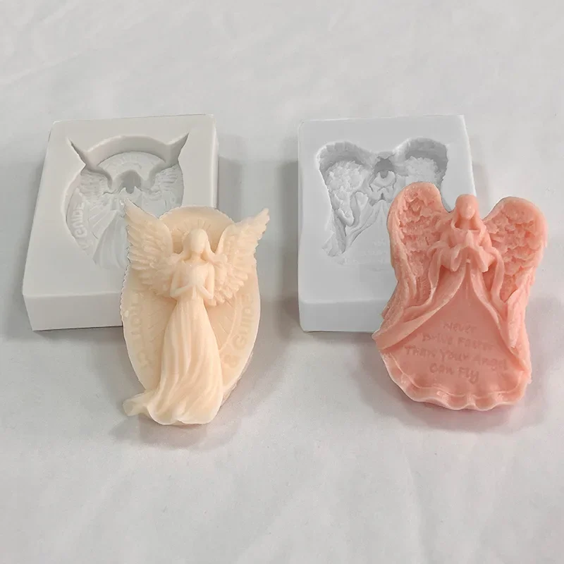 DIY Крыло Ангел Свеча Силиконовая Форма Молись Женщины Статуя Тела Мыло Смола Гипс