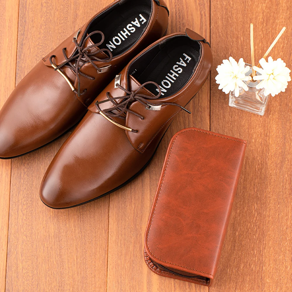 NOIPACE Leather Shoes Care Kit for Men Women Product Set With Leather Bag,Horsehair Shoe Brush/Solid Shoe Polish/Metal Shoehorn