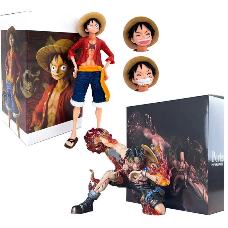 

26cm ONE PIECE Portgas D Ace Battle Fire Luffy Action Figures Classic Smiley Face Luffy Character Toy Model Collectibles Gifts