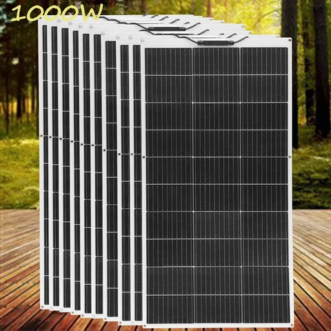 XINPUGUANG Гибкая солнечная панель Комплект системы 100W - 1000W (100W, 200W 300W 400W 500W 1000W) монокристаллическая Солнечная батарея зарядное устройство Солнечная энергия зарядка 12V - 220V