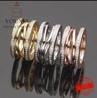 own logo s925 silver tricolor diamond hollow out design style fashion luxury holiday gift couple ring exquisite matching jewelry
