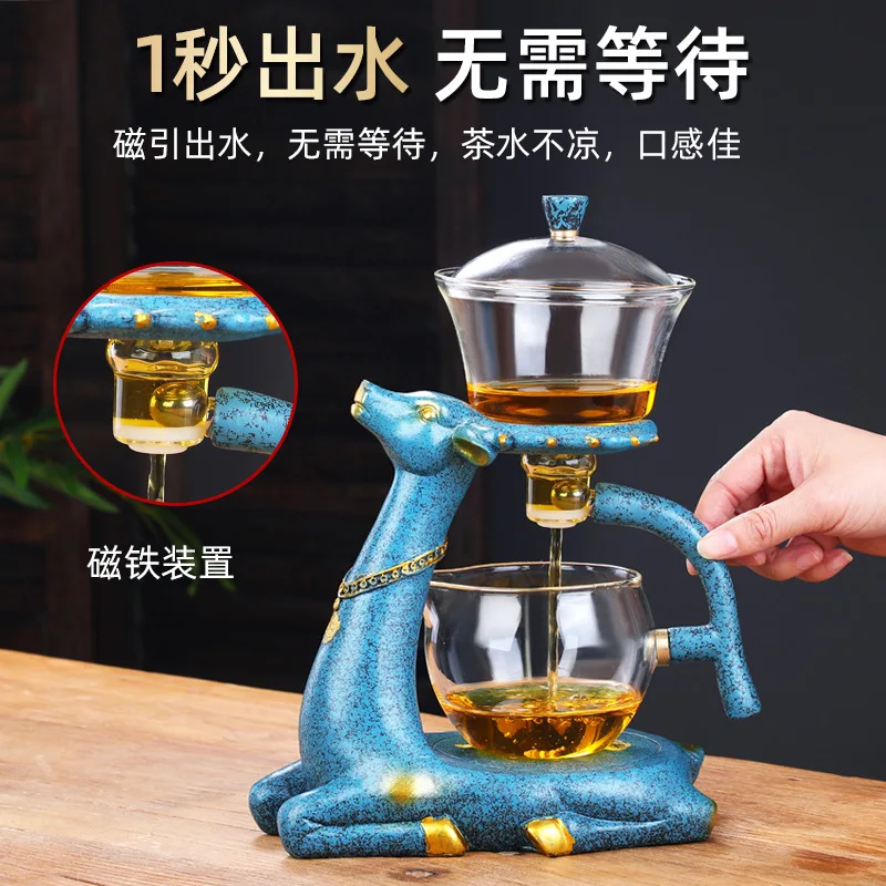 

Creative Deer Glass Teapot Heat-resistant Glass Infuser Tea Turkish Drip Pot Heating Base Coffee Make Kung Fu Hot Drinkware Set