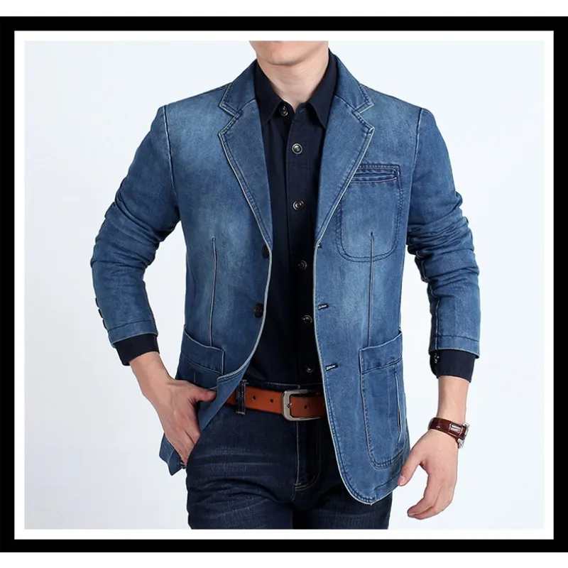 

Men's Denim Suit Men's Cotton Denim Small Suit Decoration Large Casual Suit Jacket Denim Mountaineering Tactical Stylish Coat