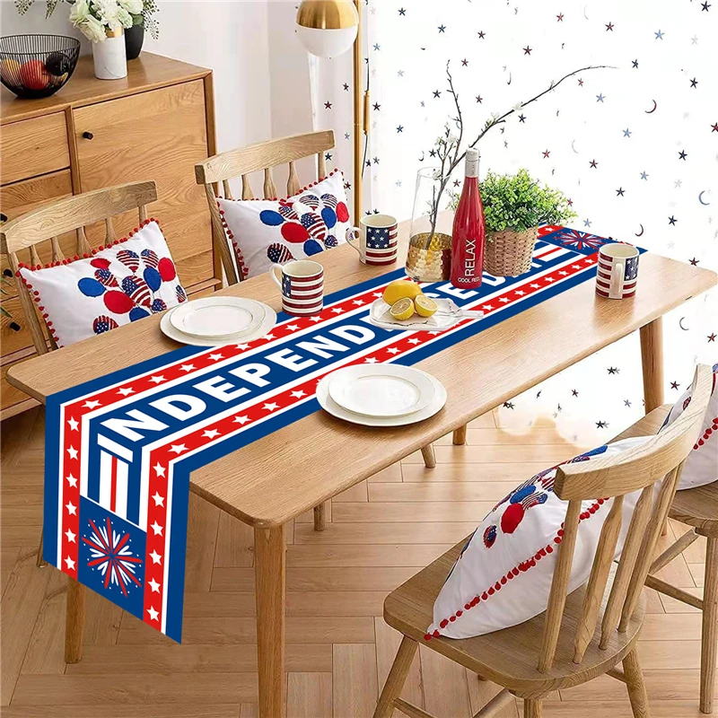 American Independence Day Decoration Table Runner Statue of Liberty Home Decor Cloth Party White Red Blue Color Tablecloth