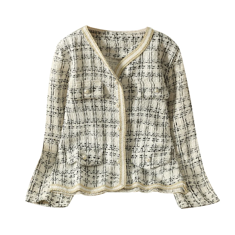 Блейзер Женский клетчатый на пуговицах с длинным рукавом осень 2023