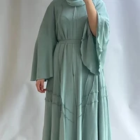 muslim wrinkled open abaya dress turkey hijab pleated abayas for women dubai kaftan robe islam clothing kimono femme musulmane