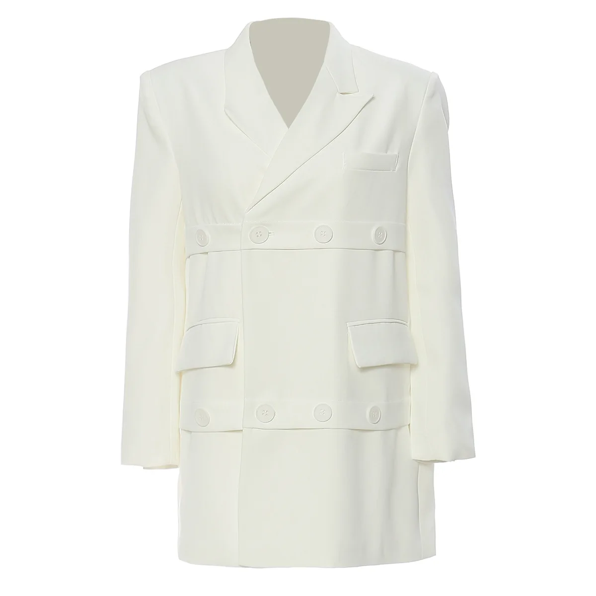 High End Fashion Women Blazer Autumn Winter Mid Length Top Office Women Designer High Quality Truncating The Sense of Stacking