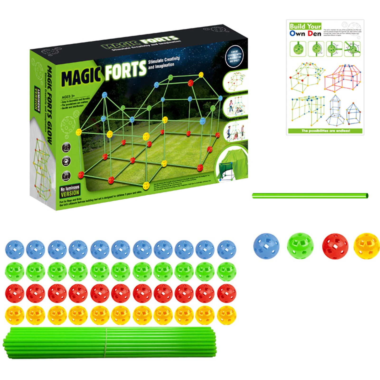 

130-pcs Kids Fort Building Kit Construction STEM Toys 130-pcs Building Massive Fort Kits Novelty Set for Indoor Outdoors Activit