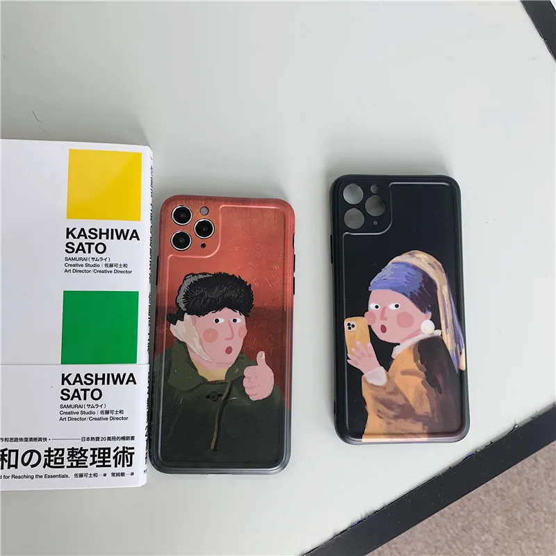 

Art Retro Oil Painting illustration Phone Case For iPhone 12 11 Pro Max Xr X Xs Max 7 8 Puls SE 2020 Cases Soft Silicone Cover