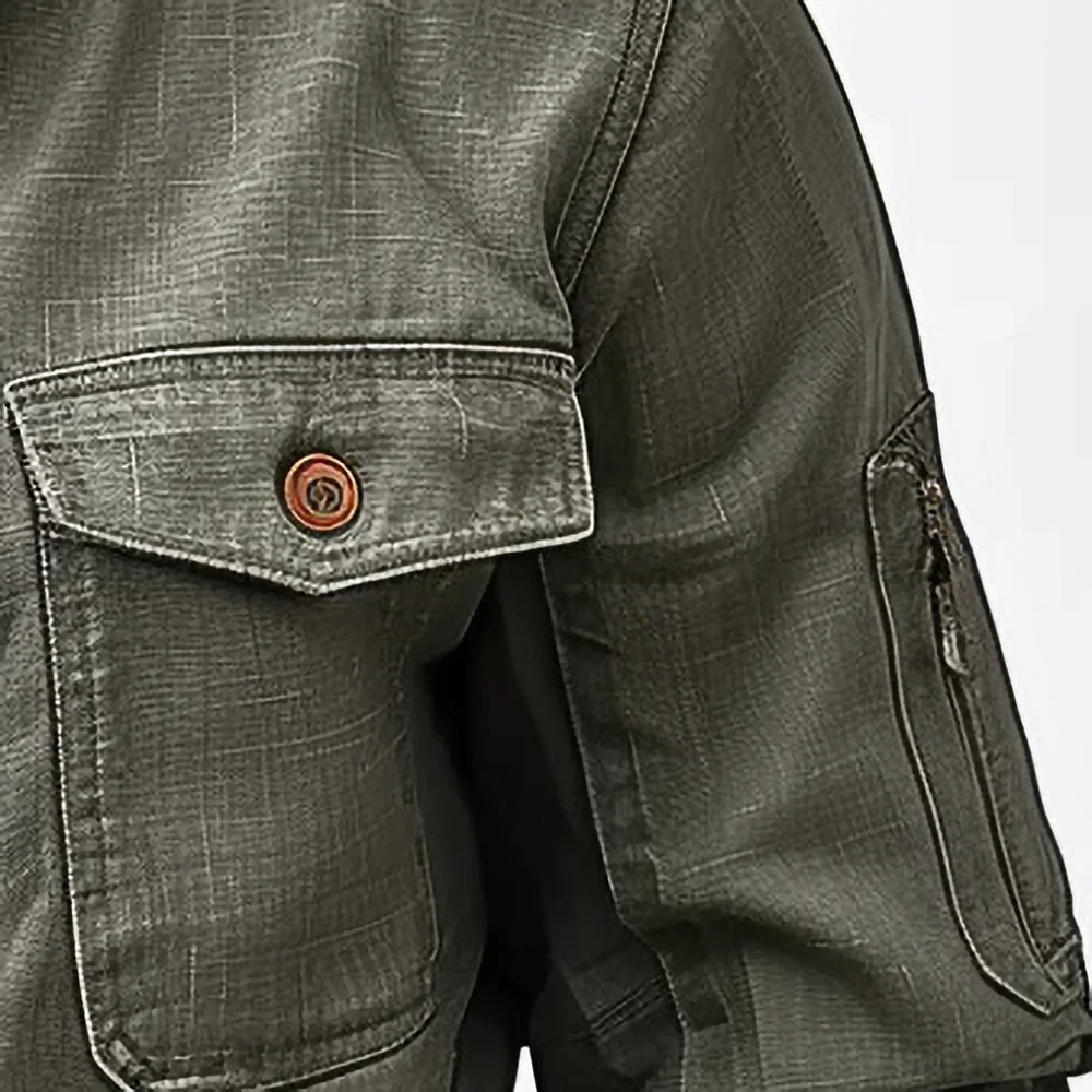 Мужская льняная куртка-бомбер