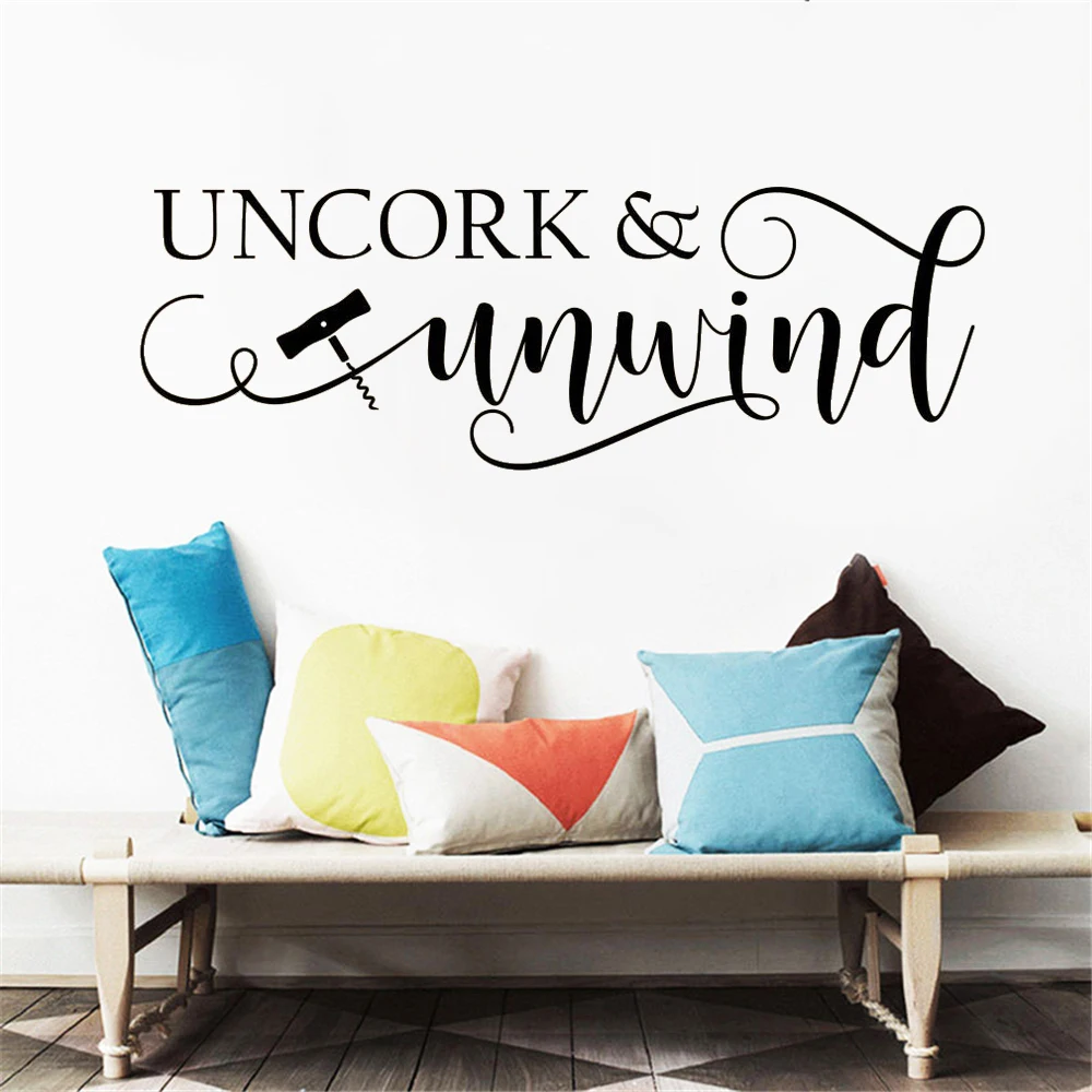 

Wall Stickers Uncork And Unwind Quotes Wine Decals Removable Vinyl Murals For Kitchen Dining Room Home Decoration Poster HJ1587