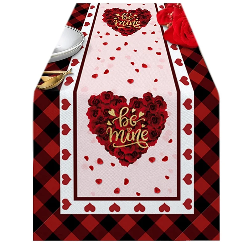 

Valentines Day Table Runner 108 Inch Long,Heart Table Runner Non-Slip Dining Table Runners,Non-Slip Dining Table Runners