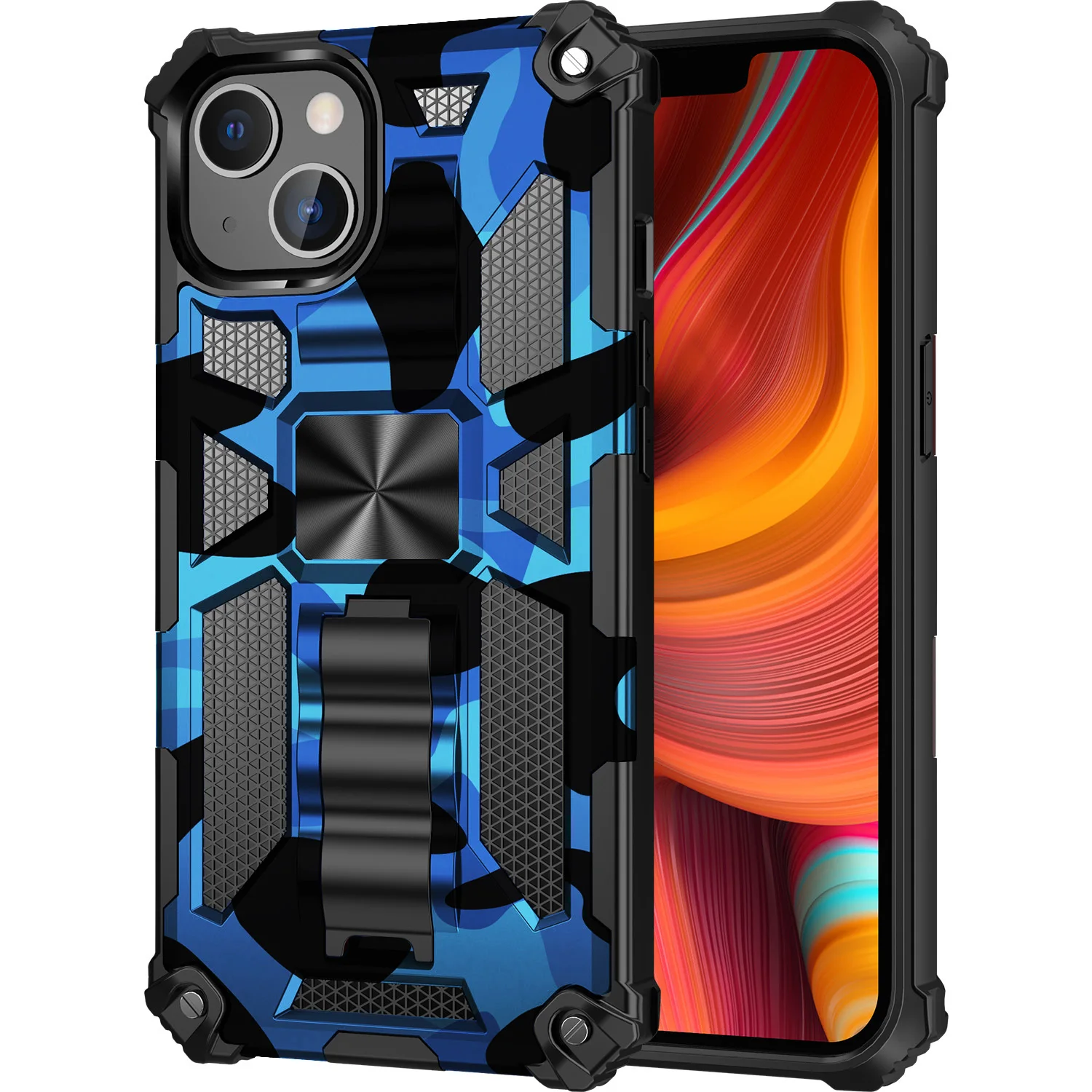

Suitable For Iphone 13promax Bracket Camouflage Mobile Phone Case Iphone 11 Car Magnetic Suction Anti-Fall Protective Cover