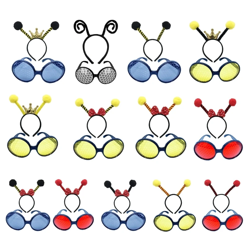 

Cartoon Animal Headbands Antennae Hair Hoop and Animal Glasses Cosplay Hairband for Kids Stage Hair Accessories