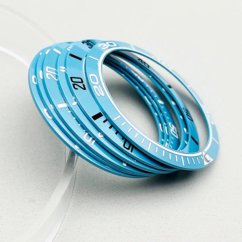 Bule 38mm Ceramic Sloped Bezel Insert Ring Inner Diameter 30.5mm Fits Men's Mechanical Watch Replacement Repair Parts