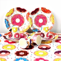 bread doughnut paper plate paper cup paper towel tableware set childrens holiday birthday party party decorations 397