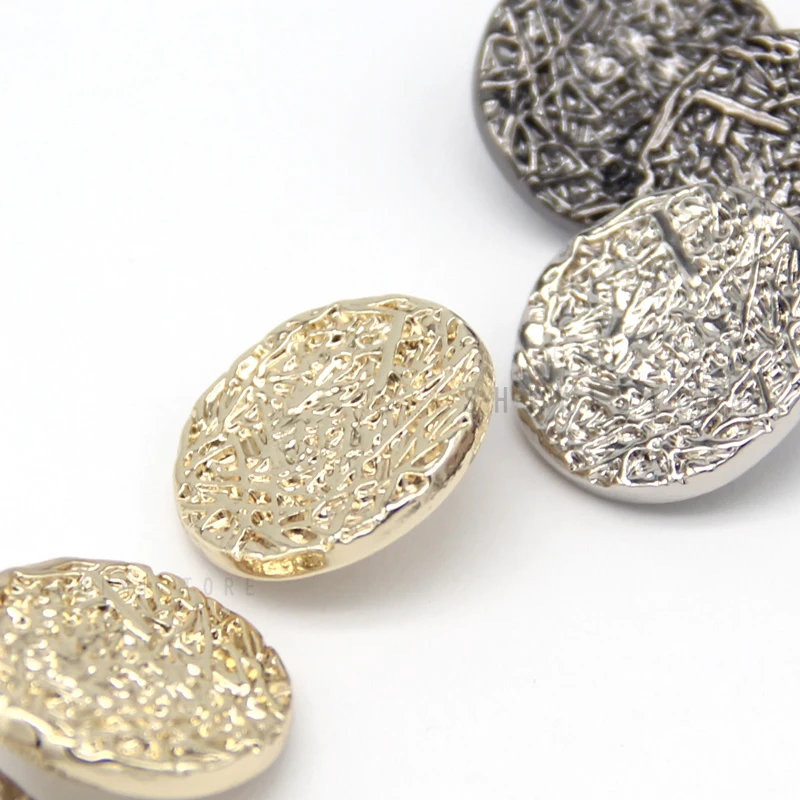 6pcs 25/28mm Large Round Flat Gold Metal Buttons For Garment Female Coat Blazer Decorative Handmade Needlework DIY Sewing Crafts