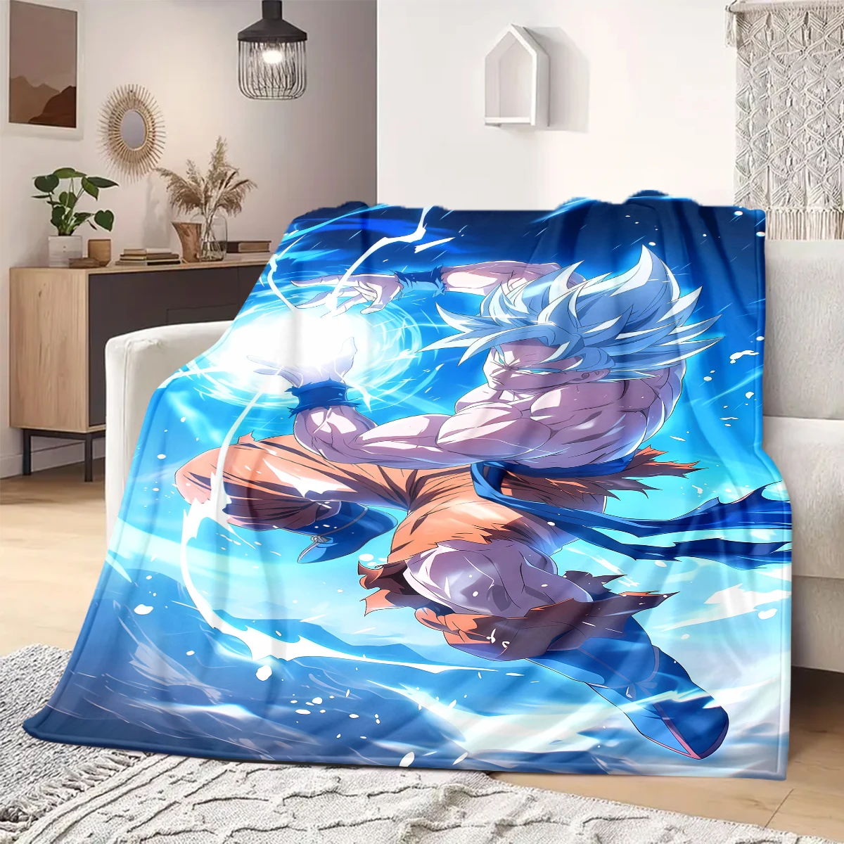 Фото Одеяло с принтом Dragon Ball Z, теплое, удобное фланелевое одеяло, подходит для спален, диванов, кроватей, стульев, путешествий -QIAO24 №3