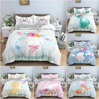 cute cartoon animal quilt cover bedding set for children duvet cover set soft luxury bedclothes pillowcase king queen size