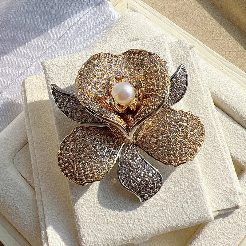Новые Роскошные Броши с микро-инкрустированными цирконами в форме цветов