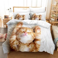 yellow little cat bedding set pet animal 3d duvet cover set comforter bed linen twin queen king single size dropshipping lovely