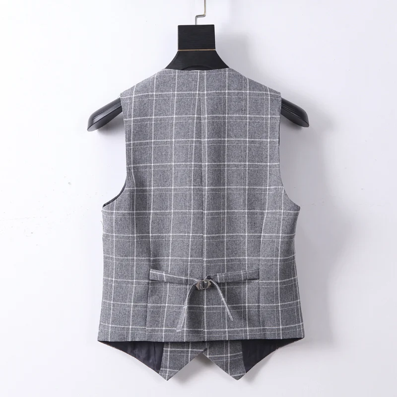 Женский клетчатый жилет #0707 черный и серый элегантный офисный короткий с