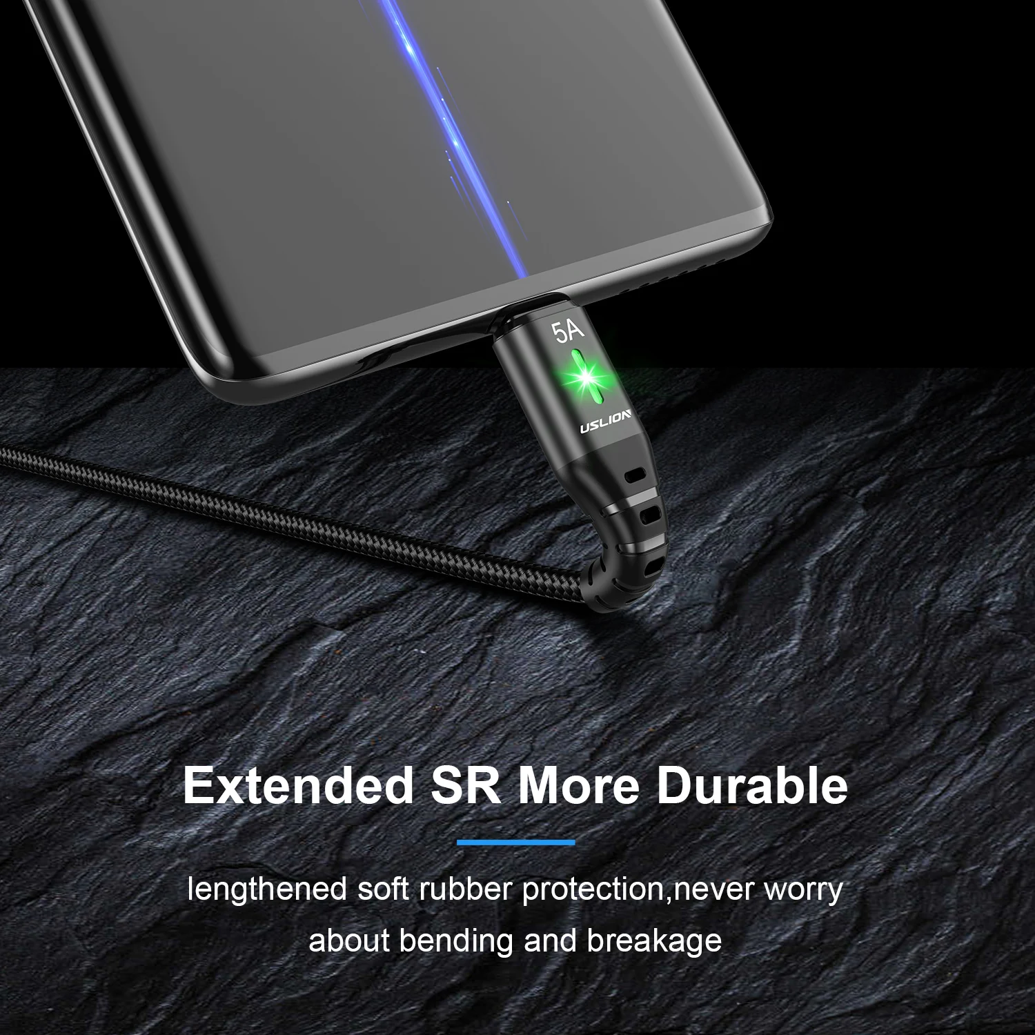 USLION 5A USB Type C Cable Mobile Phone Fast Charging Data Cord For Samsung S22 Xiaomi 12 Pro Poco F3 X4 GT Oneplus 10 Realme 3M