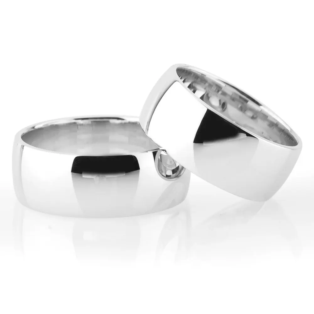 

Classic Model Convex Design 925 Sterling Silver Couple Wedding Rings