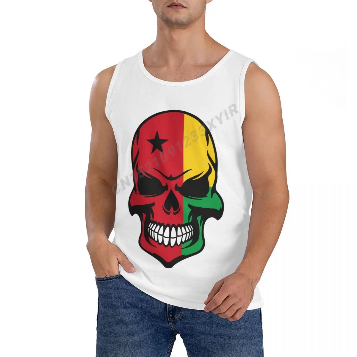 

Мужская футболка без рукавов, летняя крутая рубашка из 100% хлопка с круглым вырезом и флагом Гвинеи-Бисау