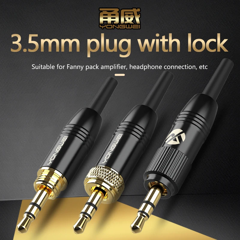 YONGWEI Enchufe de Audio chapado en oro 3 5 мм enchufe auriculares estéreo con артикул rosca