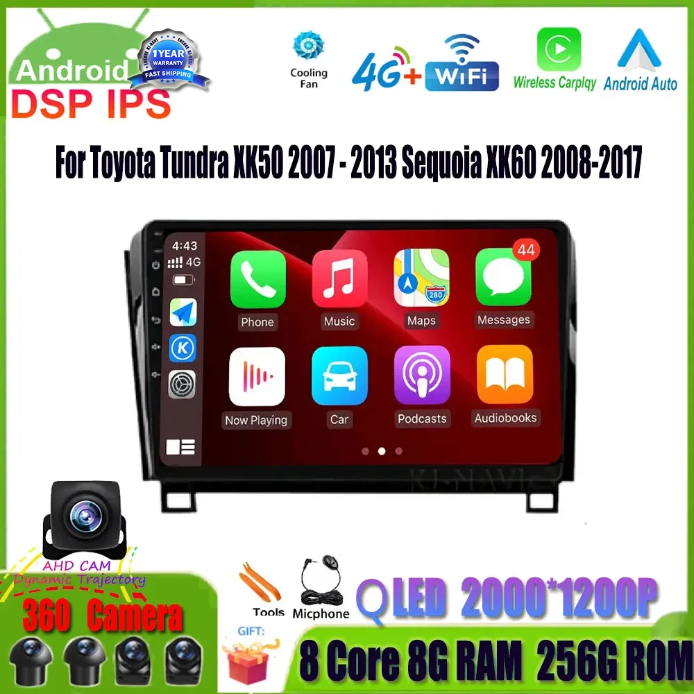 Автомобильный мультимедийный плеер на Android 14 для Toyota Tundra XK50 2007 - 2013 Sequoia XK60 2008-2017