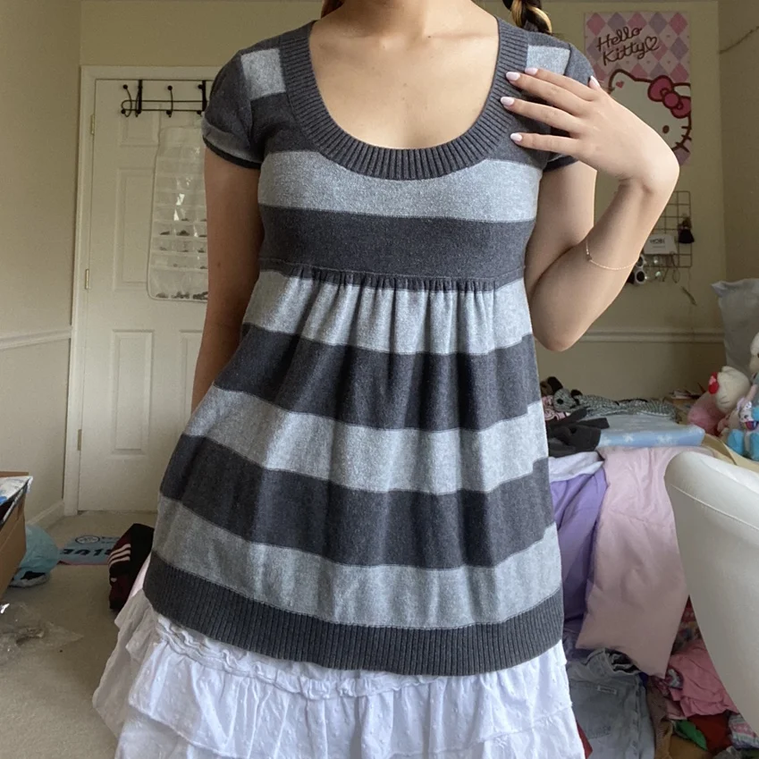 

Женская футболка в полоску, с коротким рукавом, в стиле Харадзюку