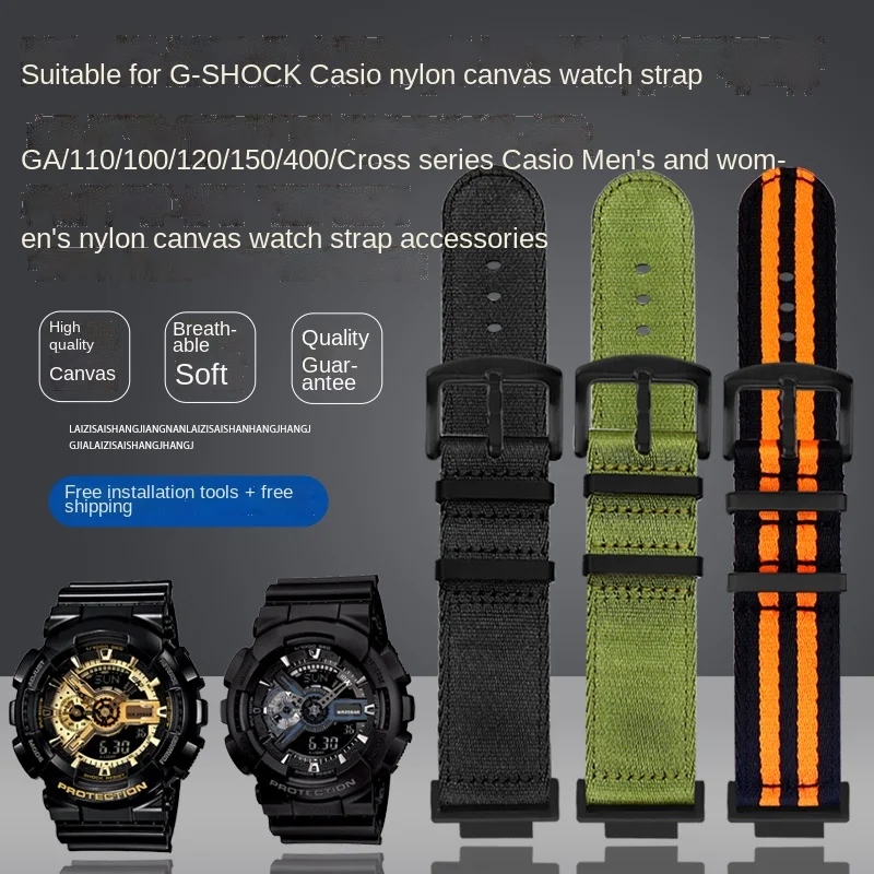 

For Casio G-SHOCK GA110/100/120 GM/GA2100 Modified men‘s nylon canvas watch strap DW-5600 GW-B5600 GW-M5610 DIY sports watchband