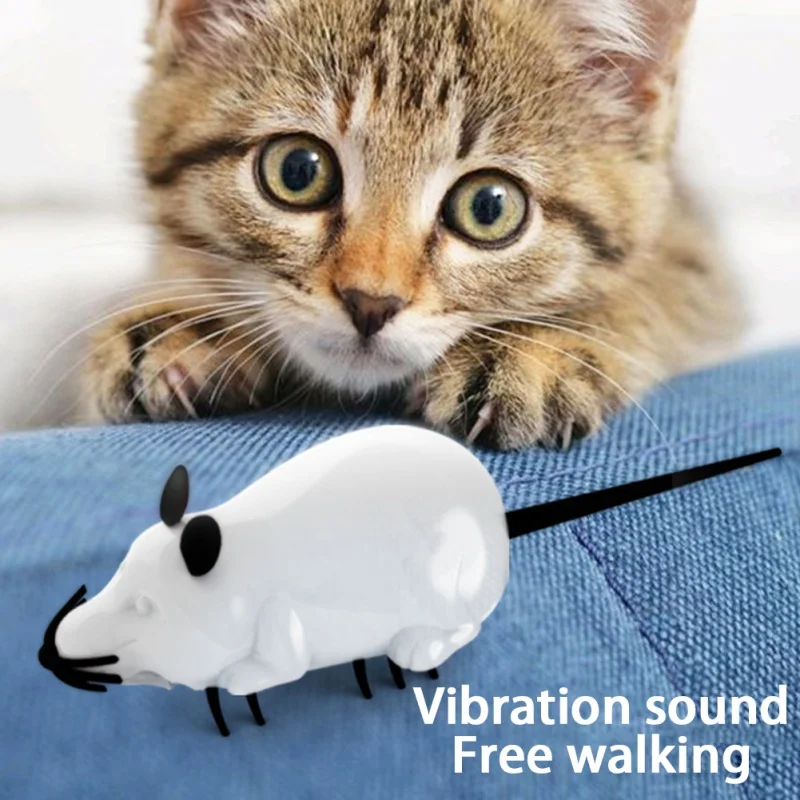 

Маленькая АБС-мышь для домашних кошек, электрическая вращающаяся игрушка для кошек, милая мышь против падения, подходит для маленьких и сре...