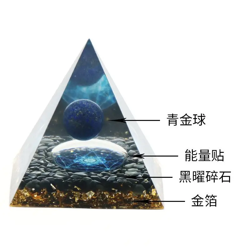 Healing Reiki Natural Crystal Ball Crushed Stone Chakra Energy Generator Pyramid Resin Orgonite Pyramid Home Decor Car Ornaments