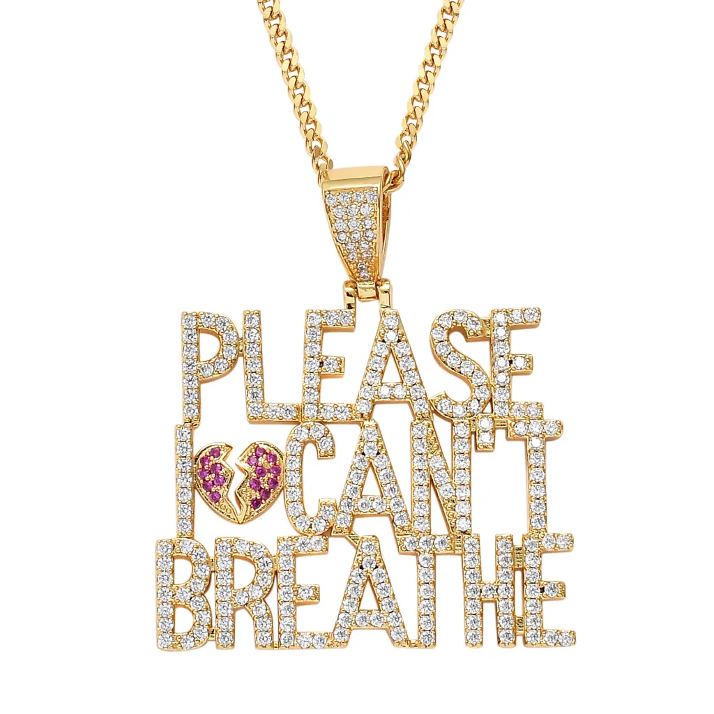 

Best Sale Europe And The United States Please I Can Dont Breathe Personality Full of Zircon Alphabet Hip Hop Necklace