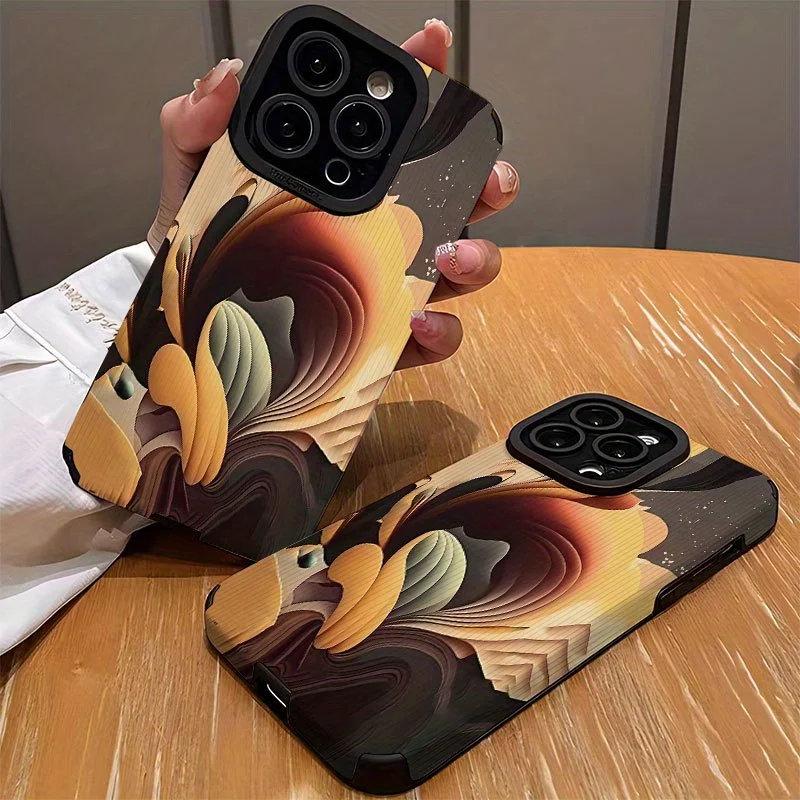 Фото Чехол для iPhone 17 Pro Max, оранжевый, коричневый, абстрактный, матовый, совместимый с iPhone 17, 16, 15, 14, 13, 12, 11 №2