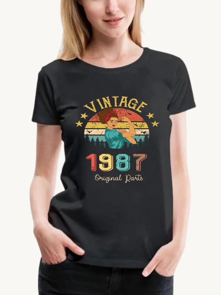 

Vintage 80s Summer Womens Tee shirt Tops Tees Classic Graphic Retro Birthday Gift for Mom Wife Girl Women Clothing 1986 to 1989