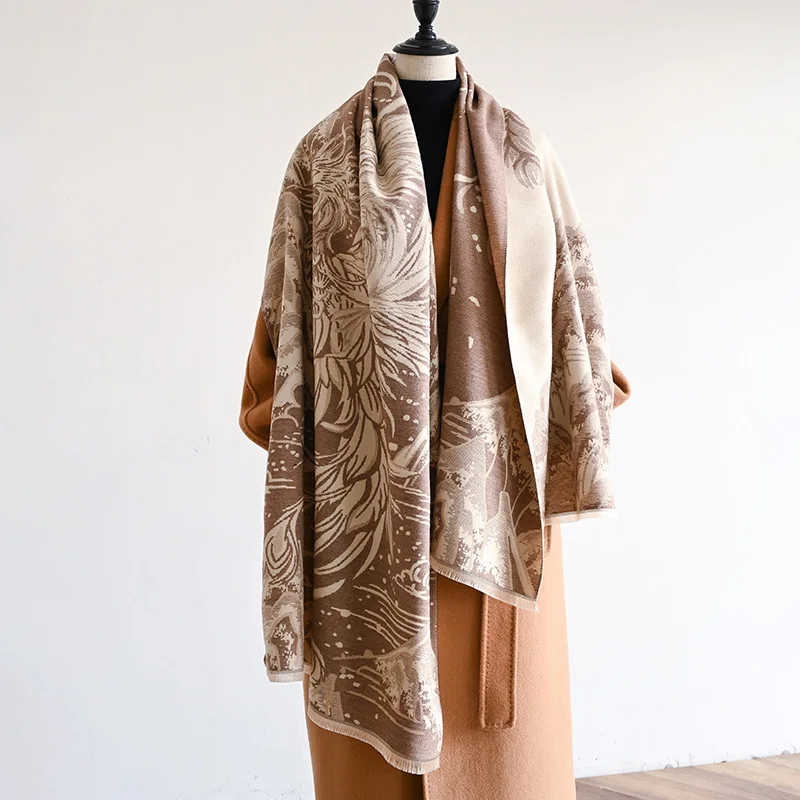 2024 дизайнерская зимняя теплая кашемировая шаль модный шарф женский из пашмины