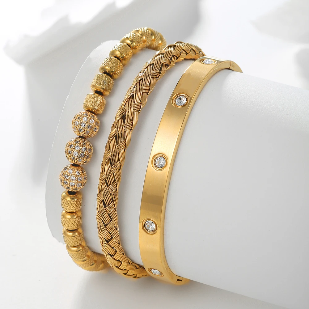 Роскошные круглые бусины из фианита с микрозакрепкой 3 шт. очаровательные