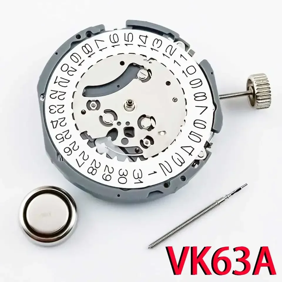 Фото Оригинальный хронограф VK63A, кварцевый механизм с батареей, оригинальный механизм VK63 VK61A VK67A, мод, замена механизма №1