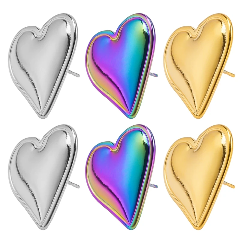 6 шт./партия женские серьги-гвоздики из нержавеющей стали