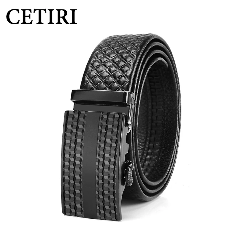 Top Grain Genuine Leather Belt Men Luxury Brand Mens Business Belts Designer Formal Waistband Automatic Buckle Male Belt