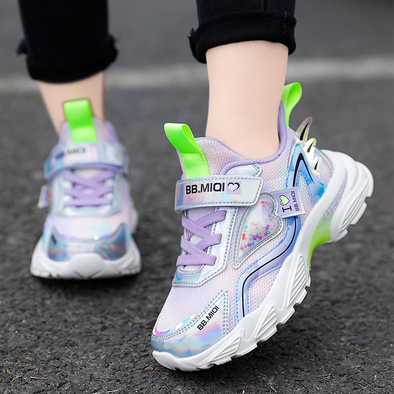 New Children's Running Sneakers Girls Mesh Breathable Casual Sports Shoes Campus Lightweight Children's Walking Shoes