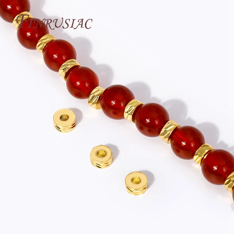 

4MM 18K Gold Plated Brass Roundel Stripe Spacer Beads,Loose Beads Separators DIY Bracelet/Necklace Making Supplies Wholesale
