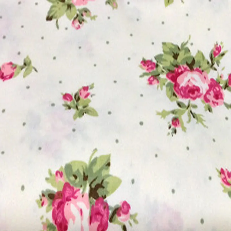 Хлопковая ткань с розами и листьями 50x160 см